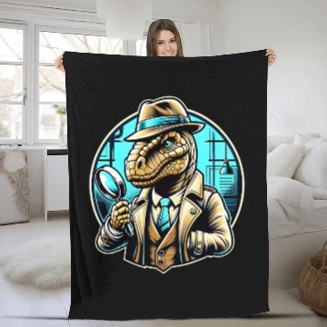 Discover Dino Detective Private Investigator Zip Fleece Blankets