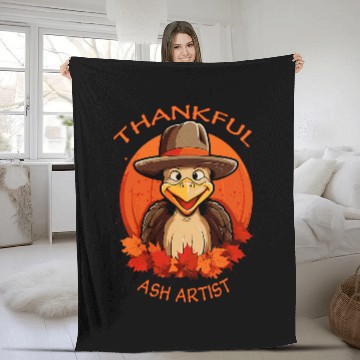 Discover Ash Artist Funny Thanksgiving Turkey Fall Fleece Blankets