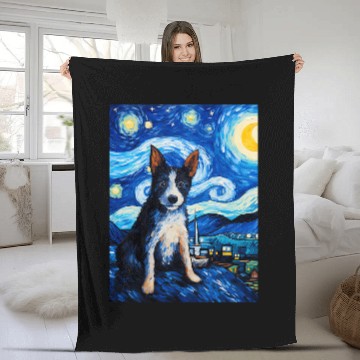 Discover Blue Heeler Dog Starry Night Vincent van Gogh Australian Baseball Tees Fleece Blankets