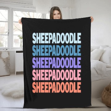 Discover Funny Modern Repeated Text Design Sheepadoodle Fleece Blankets