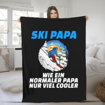 Discover Skiing Ski mountains skiing funny dad gift Fleece Blankets