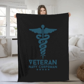 Discover Veteran Navy Corpsman Fleece Blankets