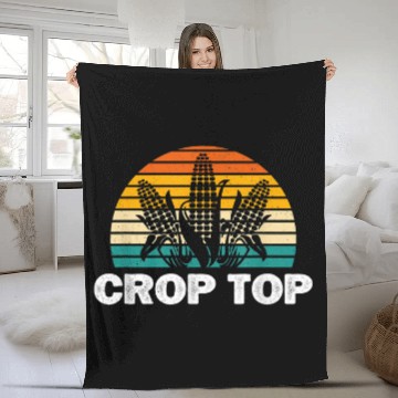 Discover Crop Top Corn Funny Maize Corn Lover Farmer Retro Fleece Blankets