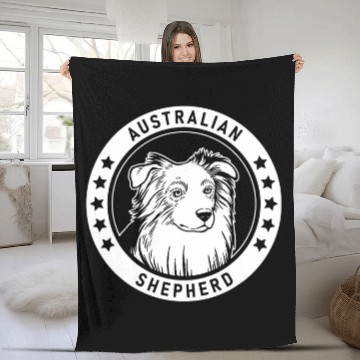 Discover Australian Shepherd Portrait Fleece Blankets
