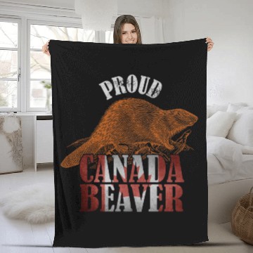 Discover Proud Canadian Flag Canada Beaver Fleece Blankets