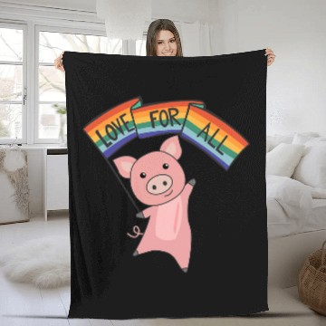 Discover Rainbow Flag Gay Pride Lgbtq Pig Fleece Blankets