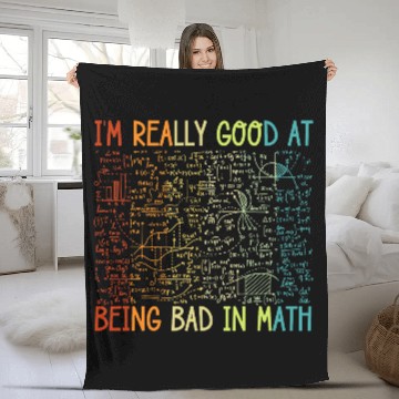 Discover Funny Bad in Math Sarcastic Math College Students Baseball Tees Fleece Blankets