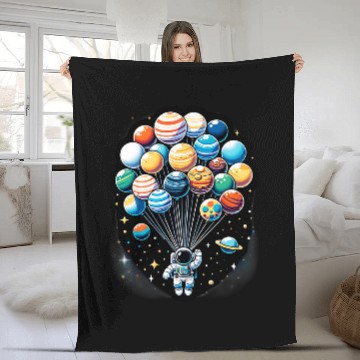 Discover Astronaut Holding Planet Balloons Space Moon Mars Planets 6 Fleece Blankets