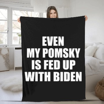 Discover Even My Pomsky Is Fed Up With Biden Funny Political Baseball Tees Fleece Blankets