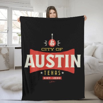 Discover JCombs Austin Texas with Guitar Music Fleece Blankets