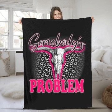 Discover Leopard Somebodys Problem Bull Skull Western Country Cowboy Fleece Blankets