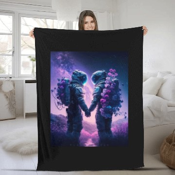 Discover Astronaut Love Couple Groovy Lavender Purple Galaxy Baseball Tees Fleece Blankets