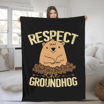 Discover Respect The Groundhog 2Funny Woodchuck Baseball Tees Fleece Blankets