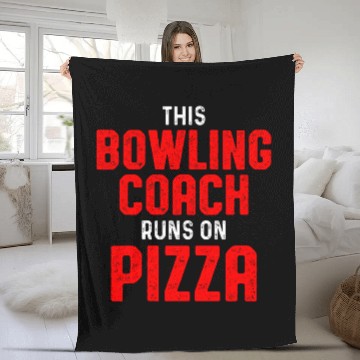 Discover Bowling Coachs Pizza Player Team Instructor Fleece Blankets