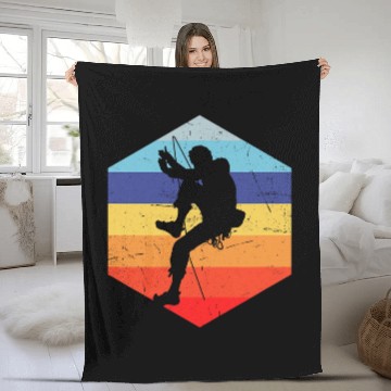 Discover Boulder Bouldering Climber Womens Bouldering Fleece Blankets