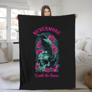 Discover Lacrosse Gift Nevermore Quoth The Raven Edgar Allan Poe Fleece Blankets
