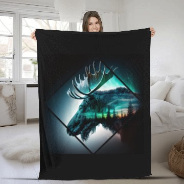Discover Lacrosse Gift Majestic moose moonlight northern light scandinavia Baseball Tees Fleece Blankets