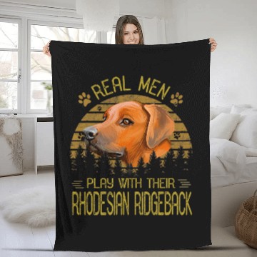 Discover Dogs 365 Real Men Play With Their Rhodesian Ridgeback Dog Baseball Tees Fleece Blankets