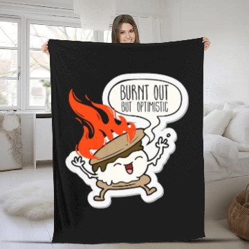 Discover Burnt Out But Optimistic Funny Humor Cute Smore Campfire 2 Fleece Blankets