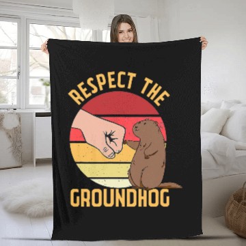 Discover Respect The Groundhog   Funny Woodchuck Ground Hog Day Fleece Blankets