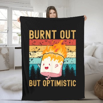 Discover Burnt Out But Optimistic Cute Marshmallow Camping Vintage Zip Fleece Blankets
