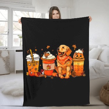 Discover Golden Retriever Fall Halloween Latte coffee cups Hello Fall Fleece Blankets