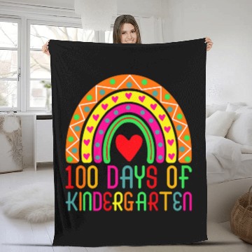 Discover 100 Days Of Kindergarten Cute Rainbow Student Teacher Baseball Tees Fleece Blankets