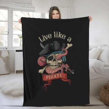Discover Live Like A Pirate 2creepy skull and tentacles C Fleece Blankets