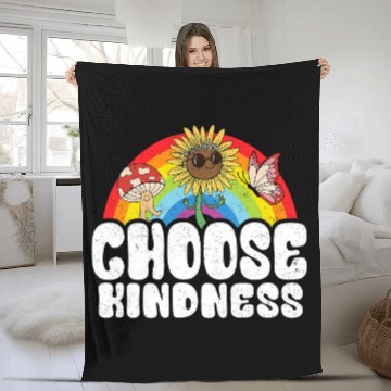 Discover Positive Sunflower Rainbow Peace Butterfly Choose Kindness 29 Fleece Blankets