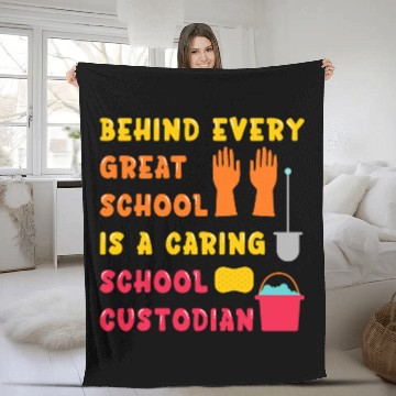 Discover Caring School Custodian Janitor 22 Fleece Blankets