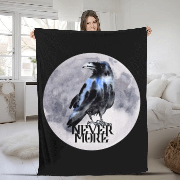 Discover Lacrosse Gift NEVERMORE Raven Edgar Allan Poe Poem Fleece Blankets