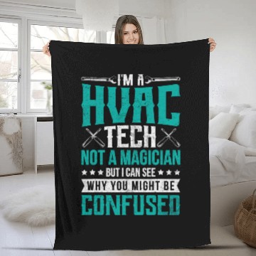 Discover HVAC Tech Not a Magician Funny HVAC technician Novelty Fleece Blankets