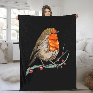 Discover Robin I garden bird bird motif for ornithologist Fleece Blankets
