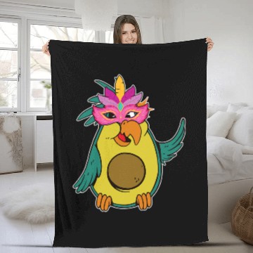 Discover Mardi Gras Avocado Bird Parrot Fleece Blankets