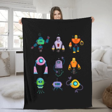 Discover Robotics  s For Men 2Kids Robot   2Robot Baseball Tees Fleece Blankets
