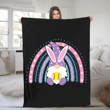 Discover Cute Rainbow Gnome Easter Bunny Gnome Hug Softball Team Fleece Blankets