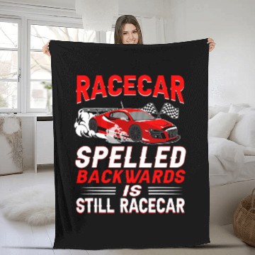 Discover Racecar Spelled Backwards Race Track Pit Crew Racing Fleece Blankets