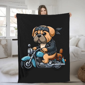 Discover English Mastiff Biker Dog Funny Motorcycle Fleece Blankets