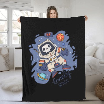 Discover Cartoon Astronaut Lonely in Space Fleece Blankets