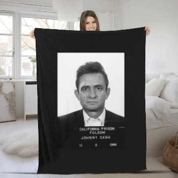 Discover Vintage JOHNNY CASH Fleece Blankets, Distressed Mug Shot Fleece Blankets