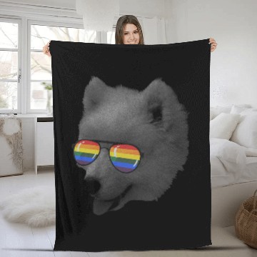 Discover Dog Samoyed Pride Month samoyed Rainbow Flag Fleece Blankets