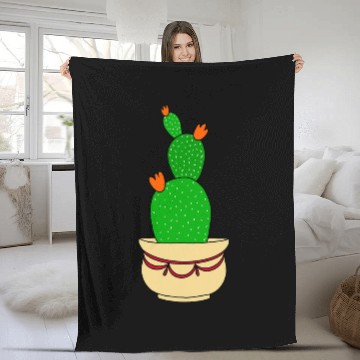 Discover Cactus With Orange Blooms In Elegant Pot Baseball Tees Fleece Blankets