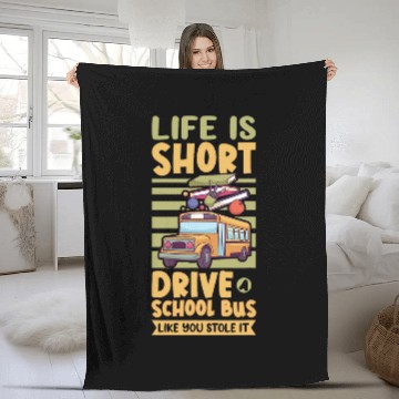 Discover Funny School Bus Driver Appreciation anniversary 2 Fleece Blankets