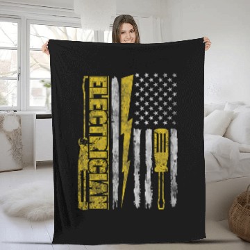 Discover Funny Electrician Electrical Engineer Electricity Lineman Fleece Blankets