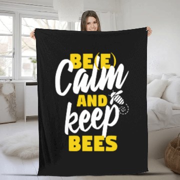 Discover Funny Bee Design for Beekeeper Bee Calm Keep Bees Fleece Blankets