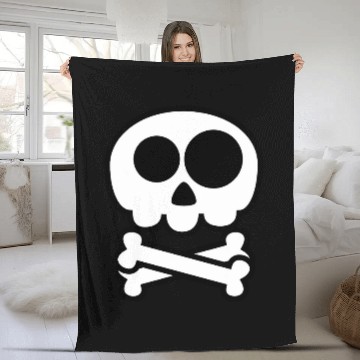 Discover Funny Skull and Crossbones Baseball Tees Fleece Blankets