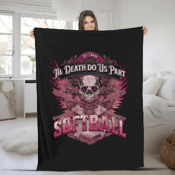 Discover Life is Short Til Death Do Us Part Softball Grunge Pink Fleece Blankets