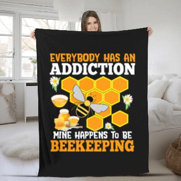 Discover Funny Bee Addiction Bee Lover Beekeeping Beekeeper Fleece Blankets