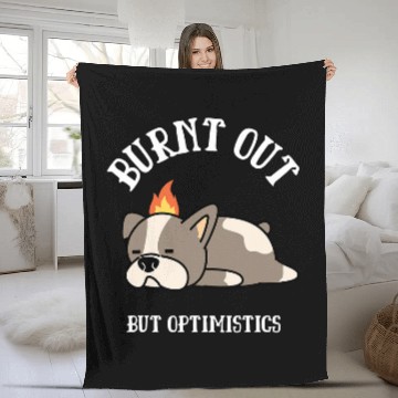 Discover Funny Burnt Out But Optimistic Funny Dog Camping Humorous Fleece Blankets