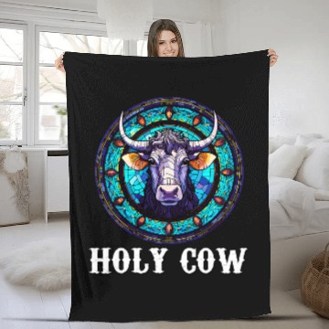 Discover Funny Cow lover with Artisan Style Stained Glass Art Baseball Tees Fleece Blankets